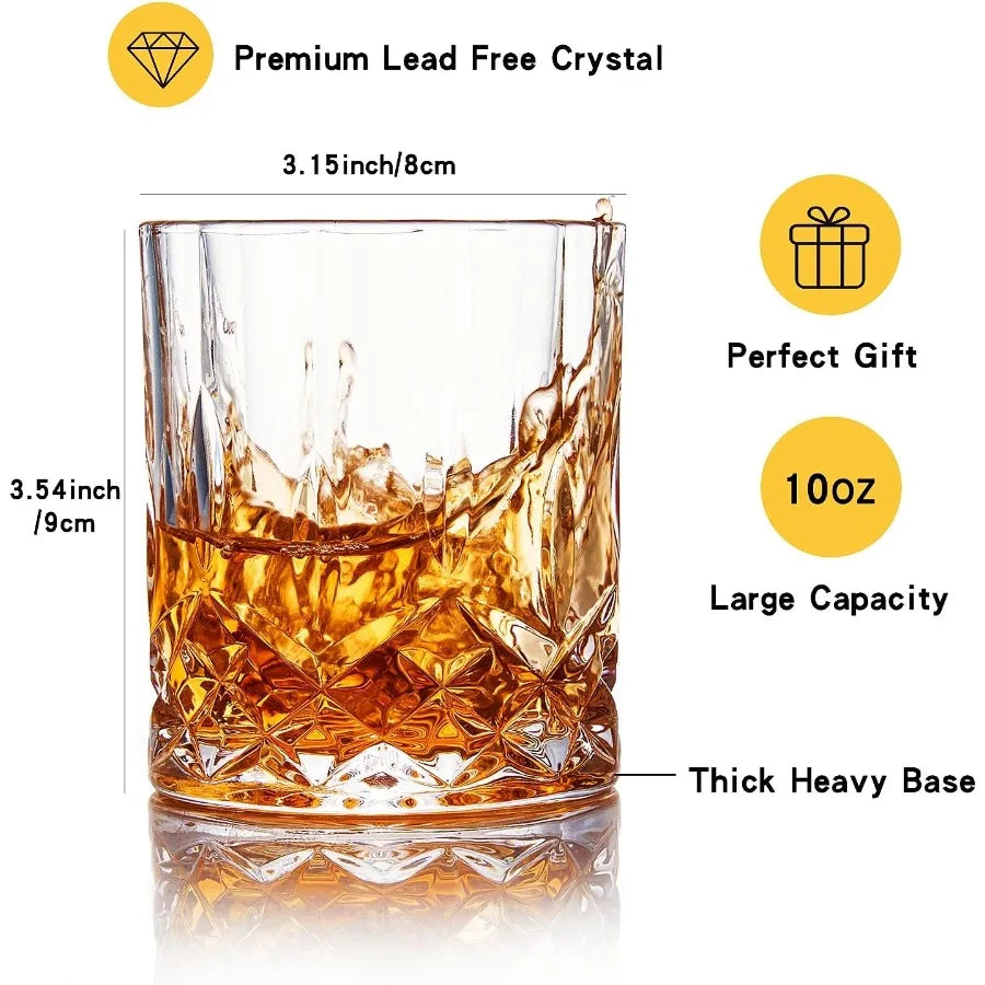 Whiskey Glasses Set of 4 Rock Glasses 11 oz Lead-Free Crystal