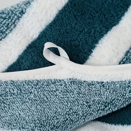 2pcs Luxury Coral Fleece Towel Set - Striped