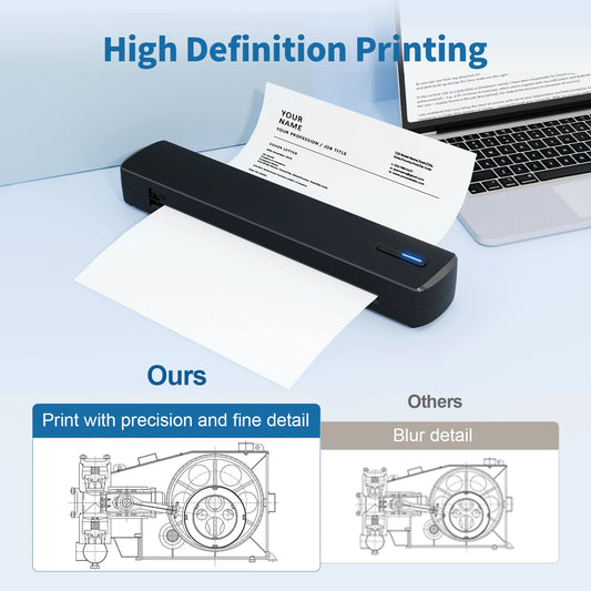 Portable A4 Thermal Printer Inkless Wireless 1500mAh BT USB Type-C For Android iOS