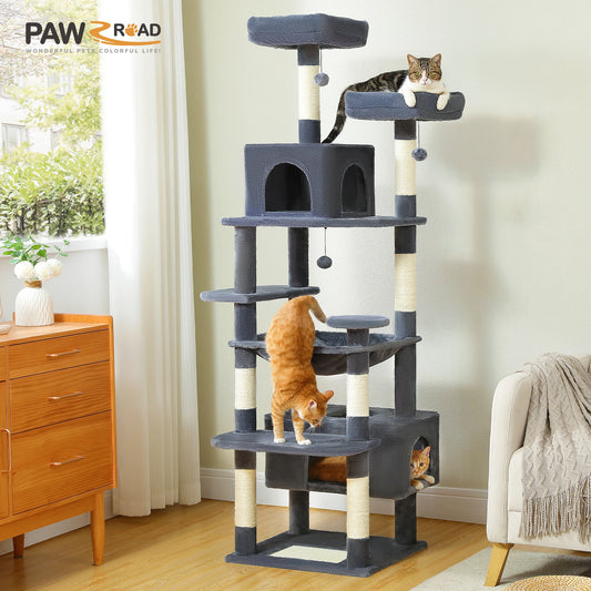 Large Cat Tree with Scratching Posts, Hammock & Condos