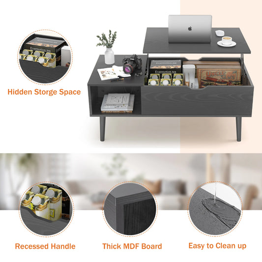 Lift Top Coffee Tables For Living Room 39.37"x19.7" Tea Wood Dining Table with storage