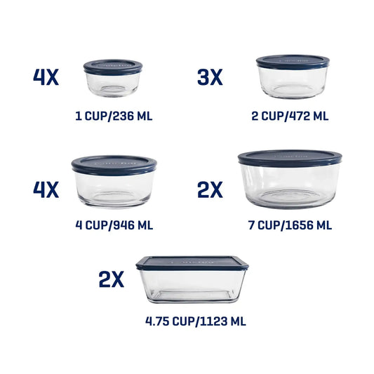 Glass food storage containers with lids, 30 pieces
