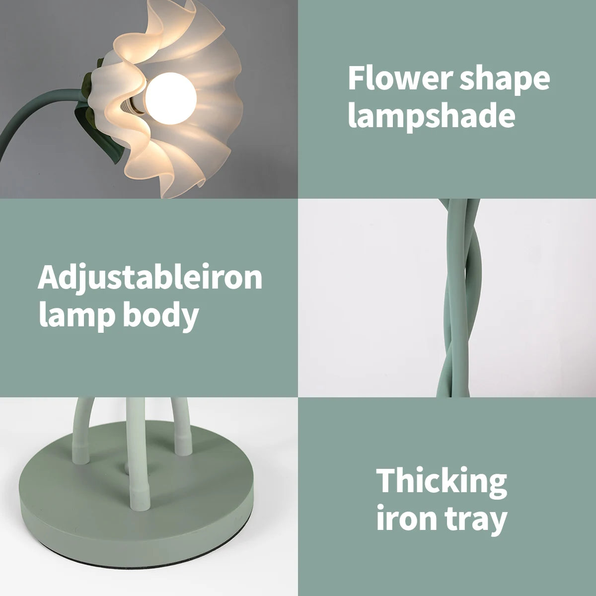 Retro 3-Head Flower Floor Lamp, Contains Bulb, 3-Color Dimmable