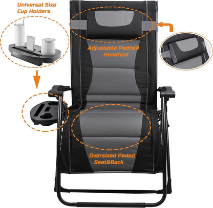 XXL Oversize Recliner Folding, Patio Zero, Gravity Extra Wide Reclining Padded Seats