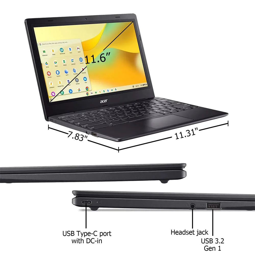 Acer Chromebook 311 11.6" HD Slim Light Laptop, Intel N4500, 4GB RAM, 64GB eMMC, Intel Chrome OS