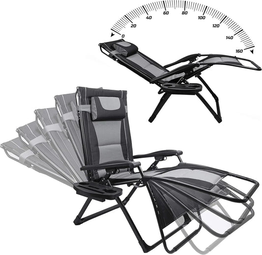 XXL Oversize Recliner Folding, Patio Zero, Gravity Extra Wide Reclining Padded Seats