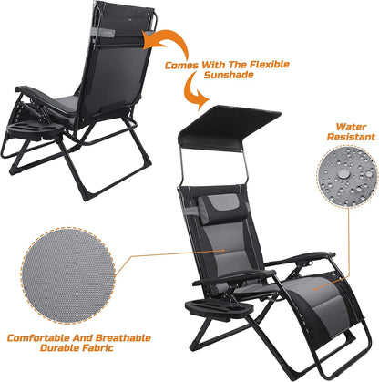 XXL Oversize Recliner Folding, Patio Zero, Gravity Extra Wide Reclining Padded Seats