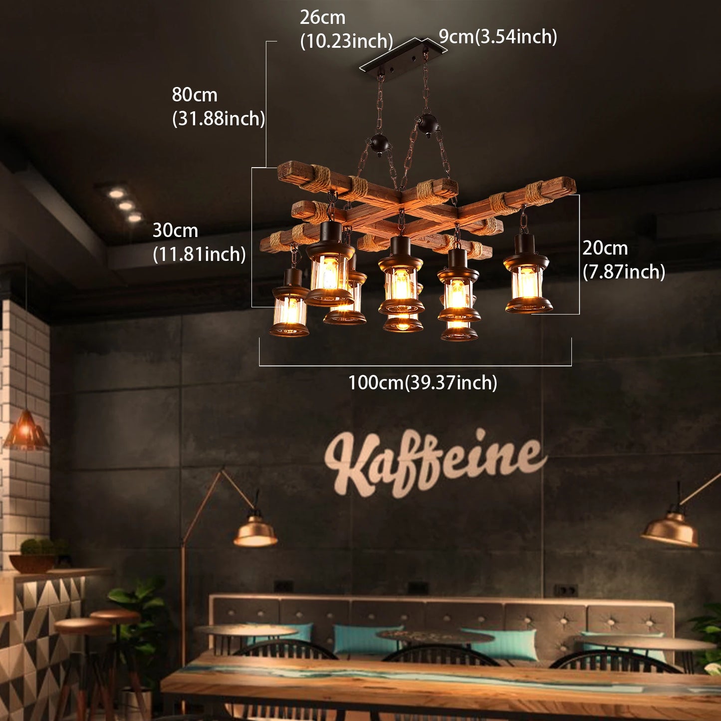 Vintage Wood Ceiling Chandelier Retro Ceiling Lamp Antique Industrial Chandelier Bar Luminaire Vintage Pendant Lights Lustre US