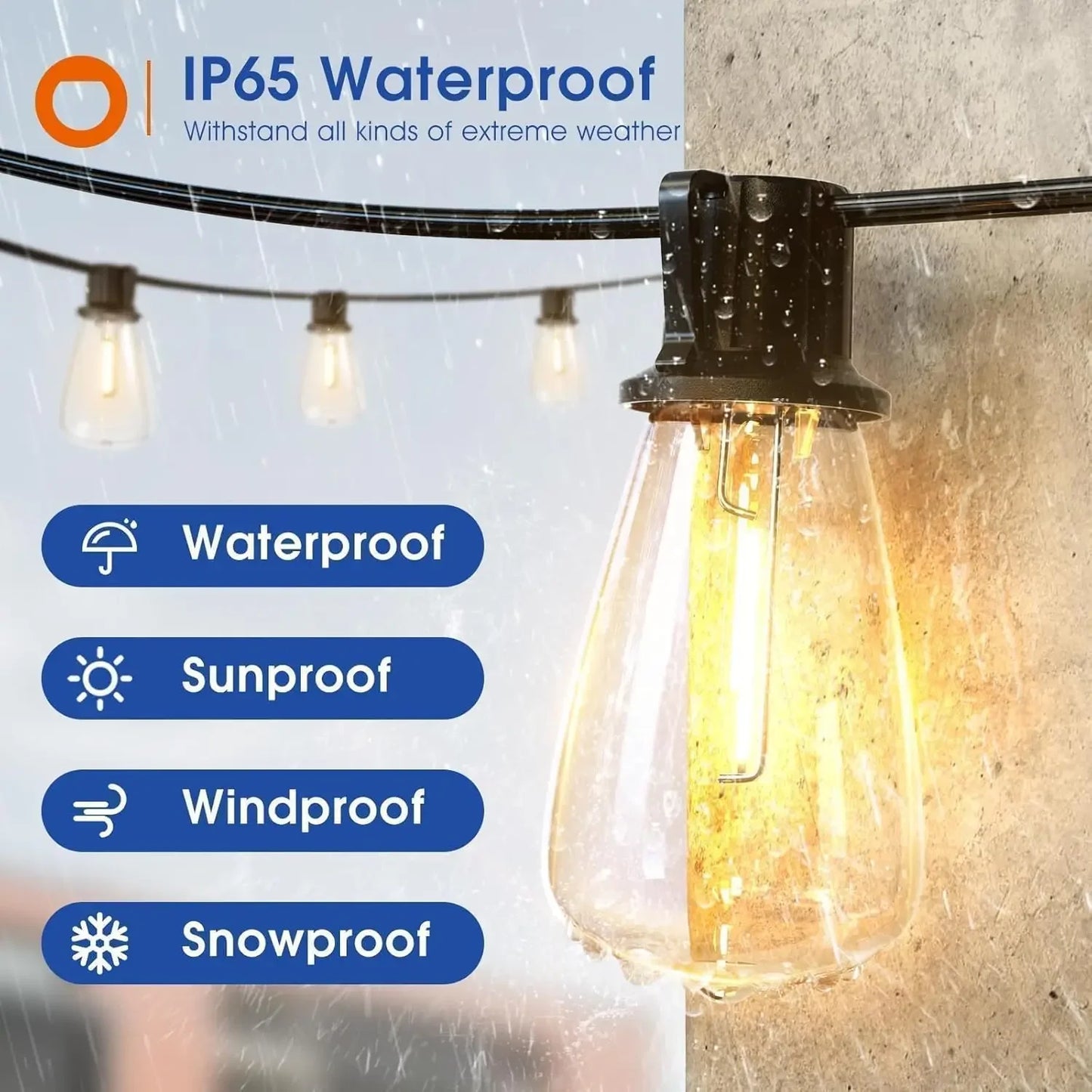 150FT LED Outdoor Waterproof Shatterproof Dimmable Outside Hanging Lights