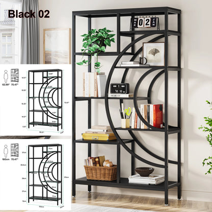 Bookshelf Industrial 5 Tier, Freestanding Tall Shelf Storage Organizer