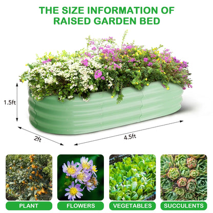 2-Pack Oval Galvanized Steel Raised Garden Bed Planter Boxes