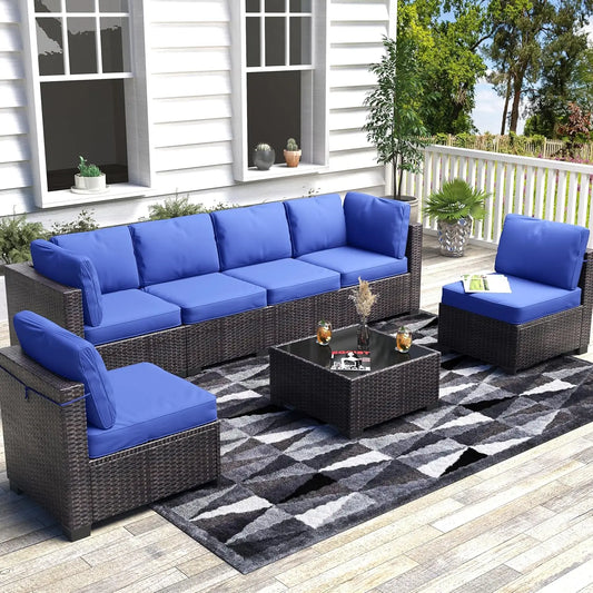 7-Piece Modular Outdoor Furniture Set, Rattan Wicker