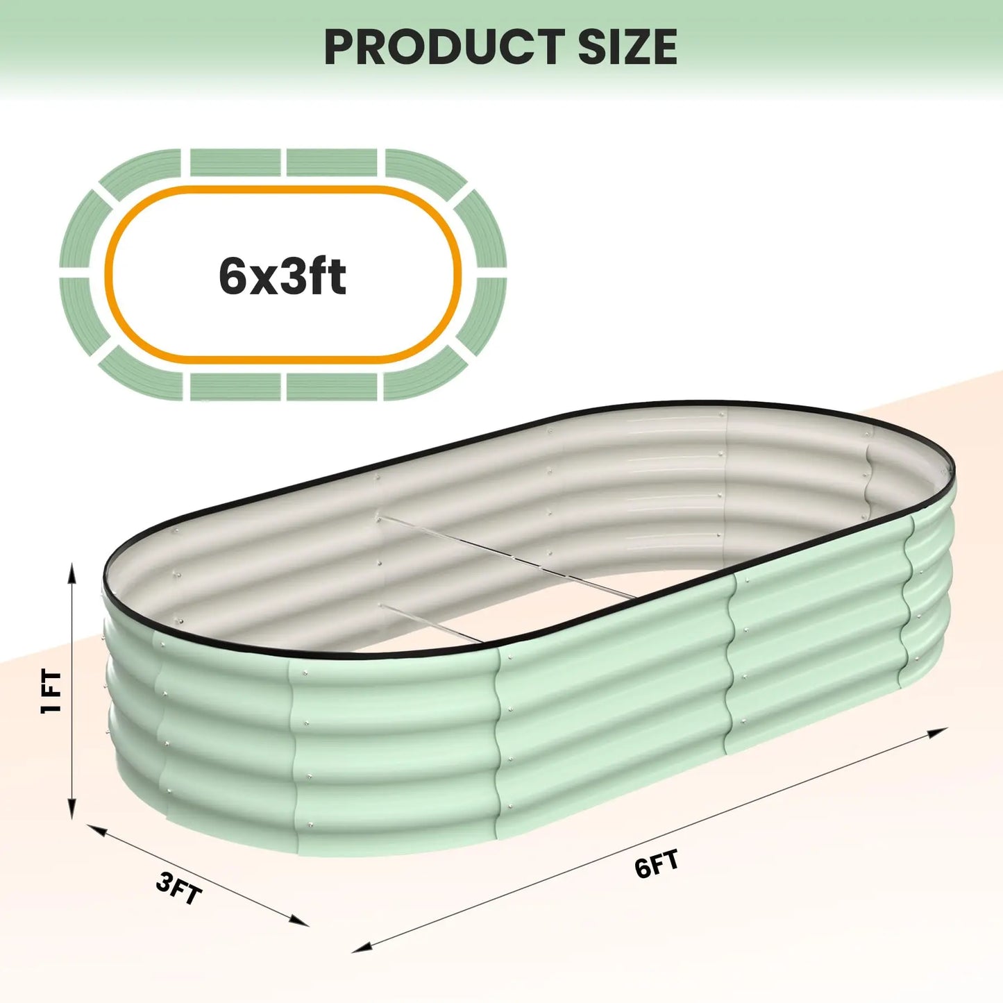 2-Pack Oval Galvanized Steel Raised Garden Bed Planter Boxes