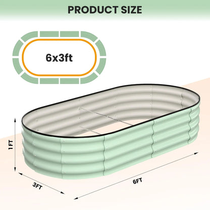 2-Pack Oval Galvanized Steel Raised Garden Bed Planter Boxes