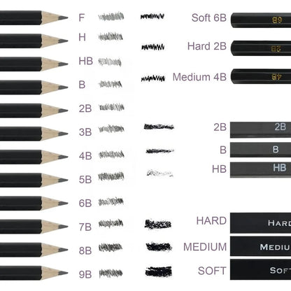 Drawing Art Pencils Set 34 Pack Professional Drawing and Sketch Pencil Set with bag