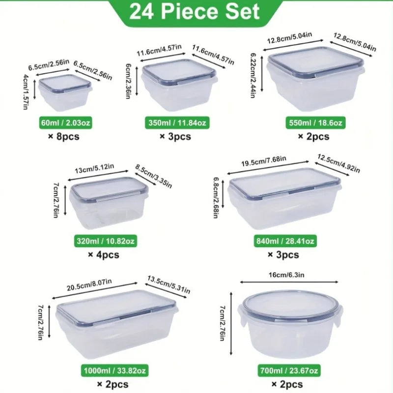 48Pcs BPA-Free Food Storage Set - 24 Containers & Lids with Labels