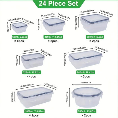 48Pcs BPA-Free Food Storage Set - 24 Containers & Lids with Labels