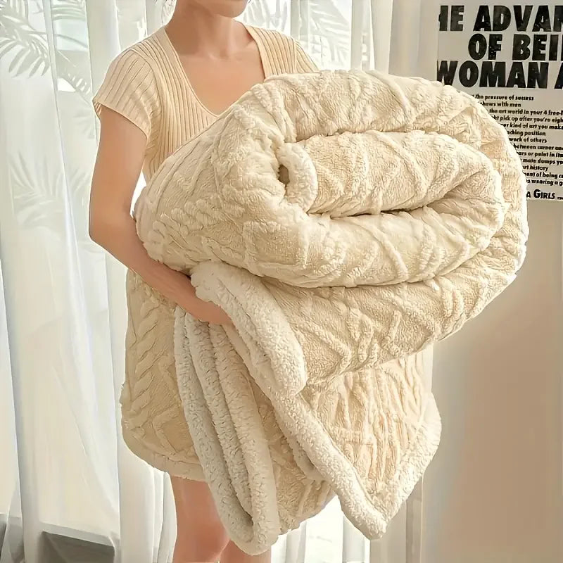 1pc Jacquard Sherpa Weighted Blanket 8lbs for Adults