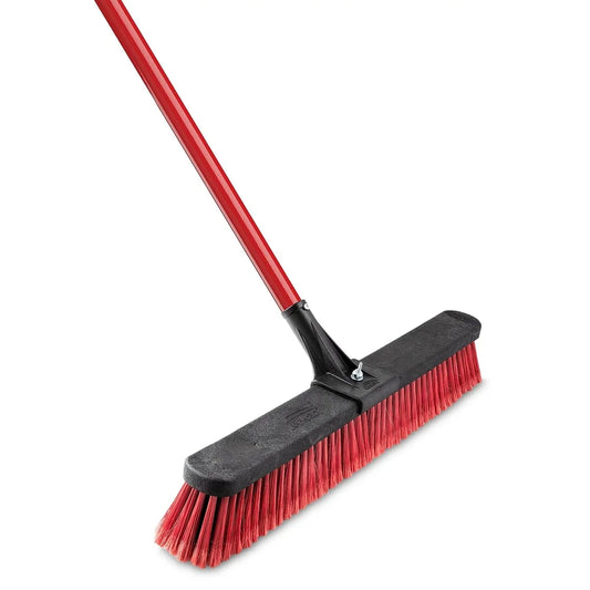 24 Inch Push Broom with Heavy Duty Steel Handle