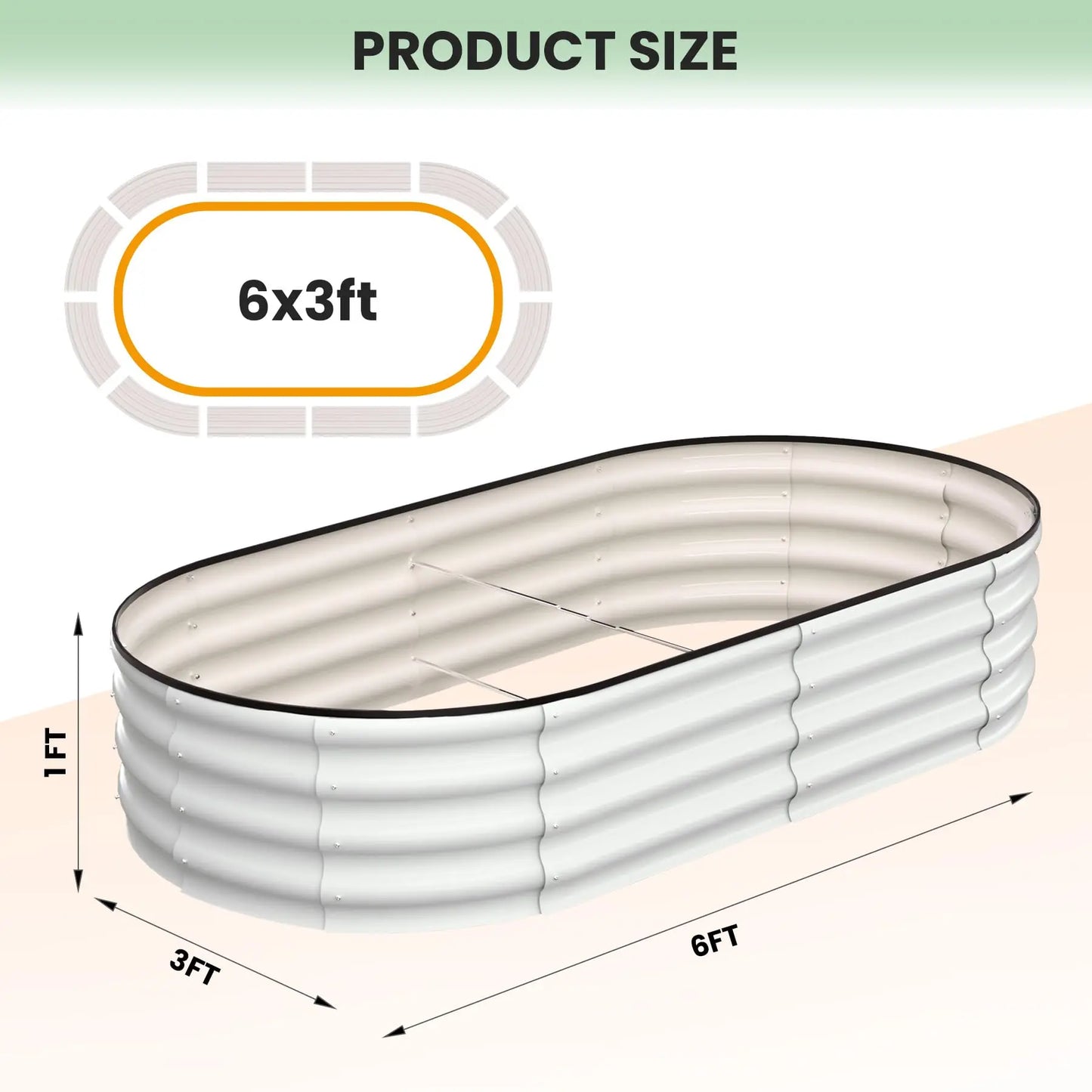 2-Pack Oval Galvanized Steel Raised Garden Bed Planter Boxes