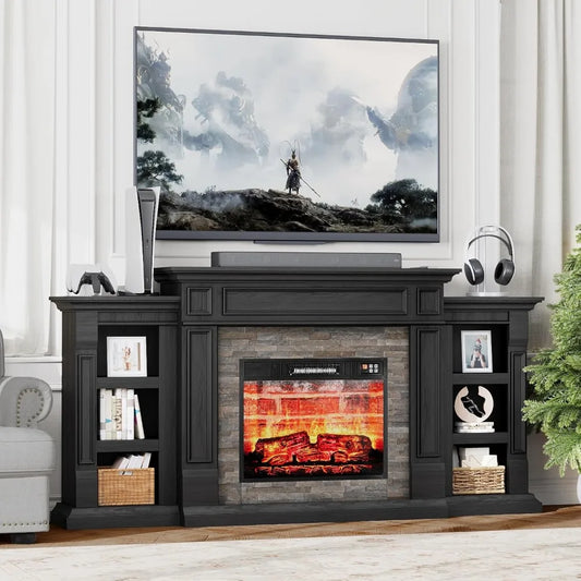 70" Fireplace TV Stand for TVs Up to 80 Inch, Electric Fireplace with Mantel, Entertainment Center