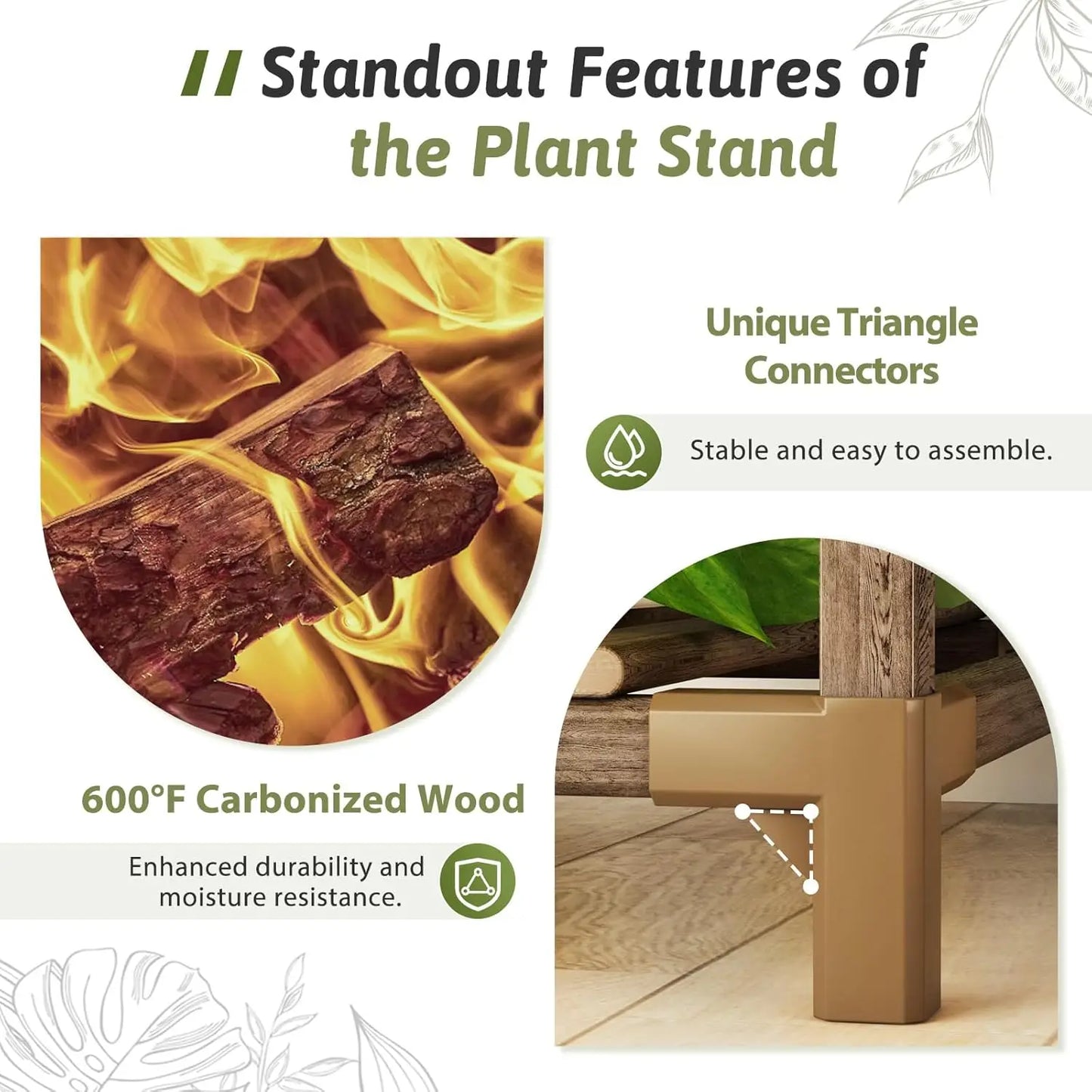 62.2" Tall Wood Plant Stand Indoor Outdoor