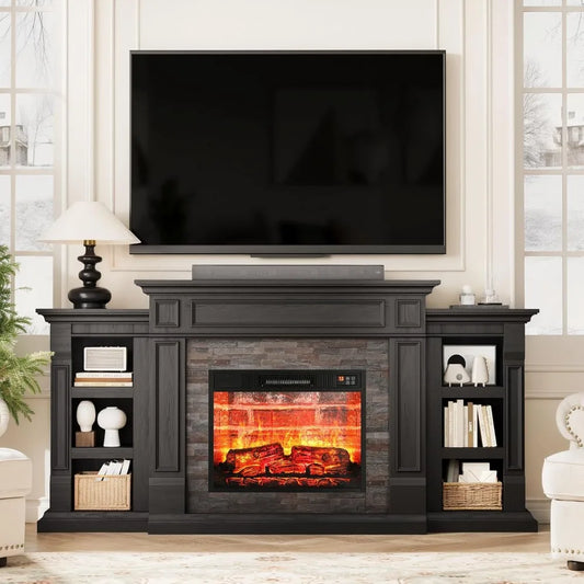 70" Fireplace TV Stand for TVs Up to 80 Inch, Electric Fireplace with Mantel, Entertainment Center