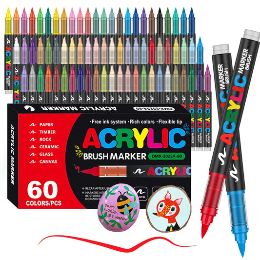 Acrylic  Markers Brush Tip Paint Marker 72ct Colors Acrylic Paint Pen for Rock Canvas Wood Ceramic