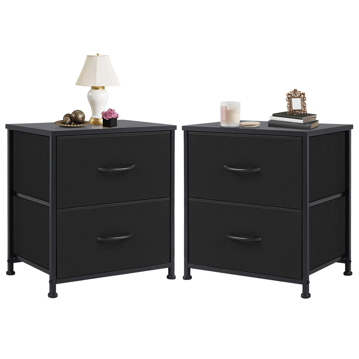 Nightstand Bedside 2 Fabric Drawer Lightweight