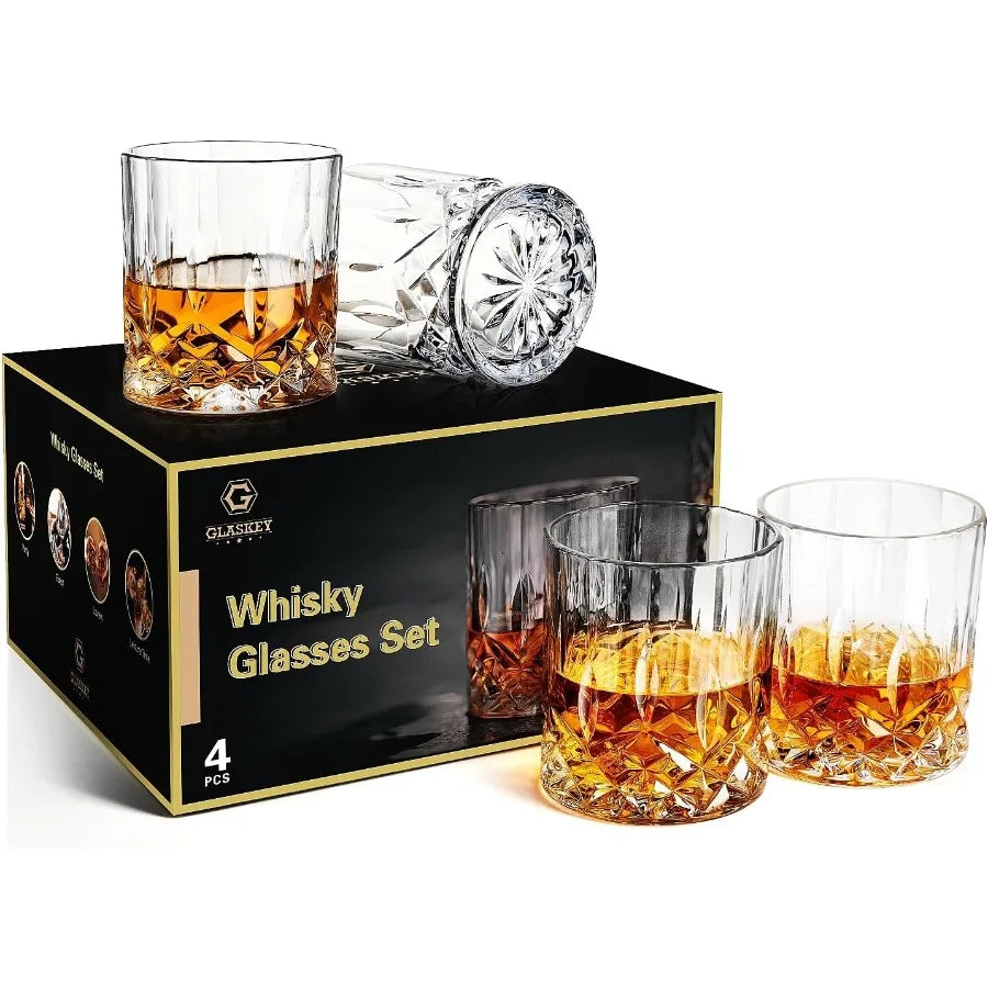 Whiskey Glasses Set of 4 Rock Glasses 11 oz Lead-Free Crystal