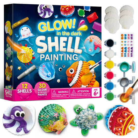 12PCS Kids Sea Shell Painting Kit toy  Glow in The Dark