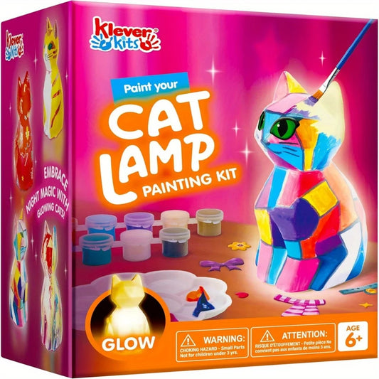 Kids DIY Night Light Paint Your Own Cat Lamp