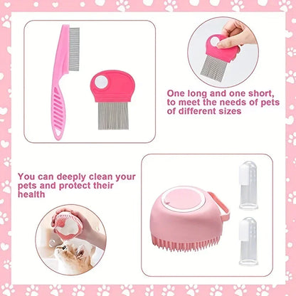 8Pcs Cat Beauty Kit with Pet Nail Clippers ,File, Flea Comb, Brush & More