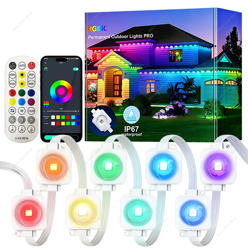 Outdoor Lights 200FT/60M Waterproof Bluetooth App Timer