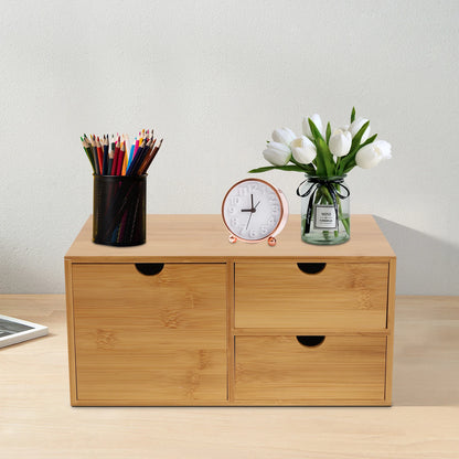 Bamboo Desk Organizer, 3 Drawers, Eco-Friendly Material
