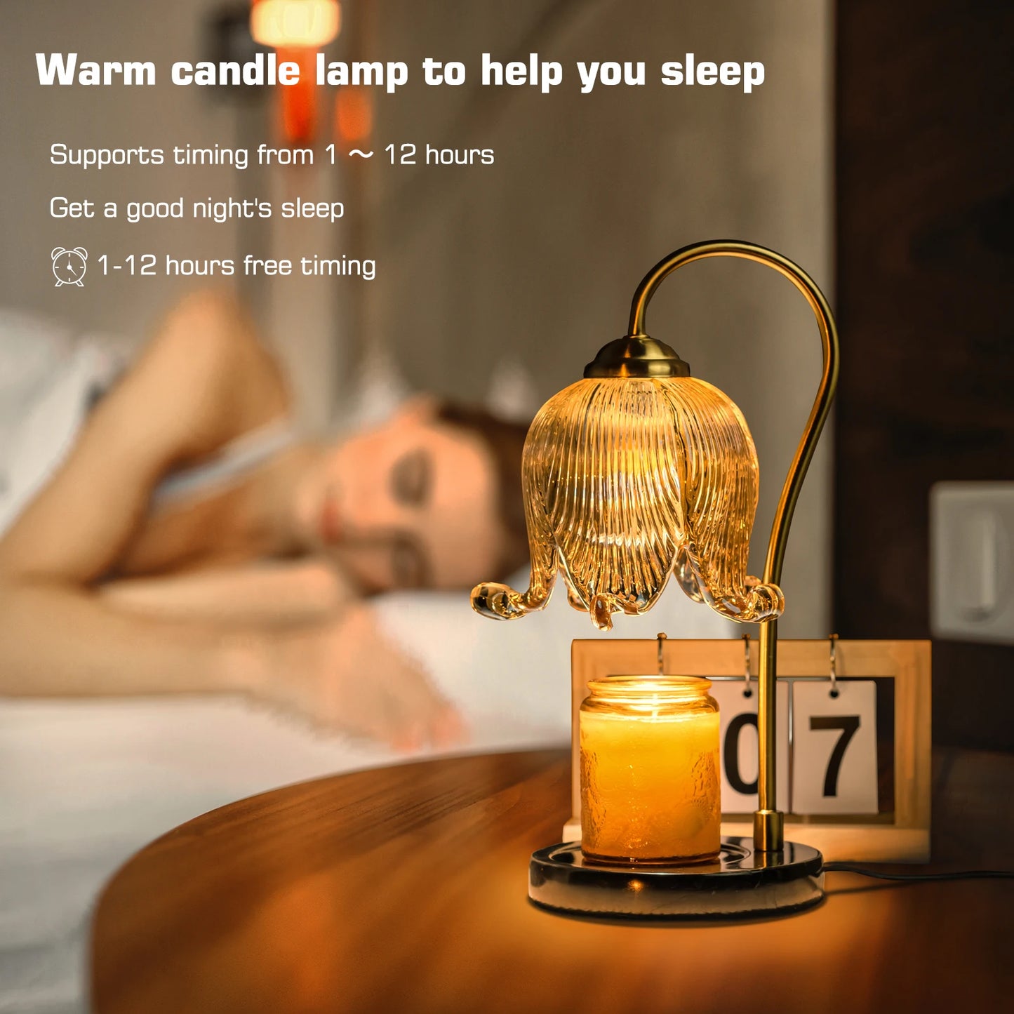Tulip Flower Warm Candle Lamp Plug in