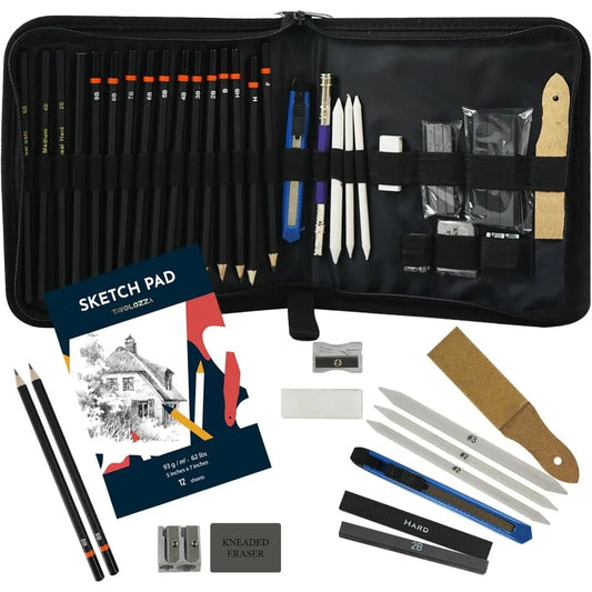Drawing Art Pencils Set 34 Pack Professional Drawing and Sketch Pencil Set with bag
