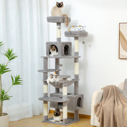 Large Cat Tree with Scratching Posts, Hammock & Condos