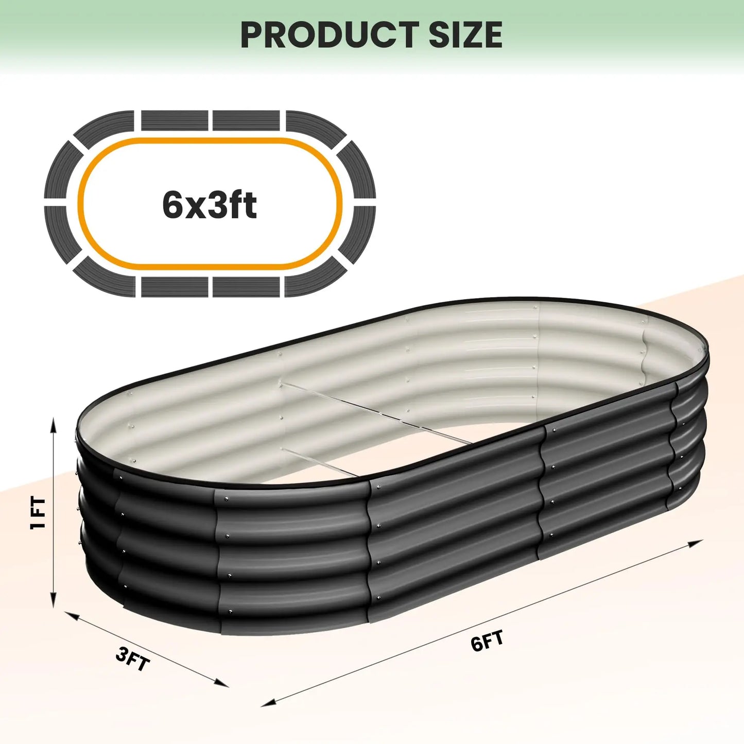 2-Pack Oval Galvanized Steel Raised Garden Bed Planter Boxes