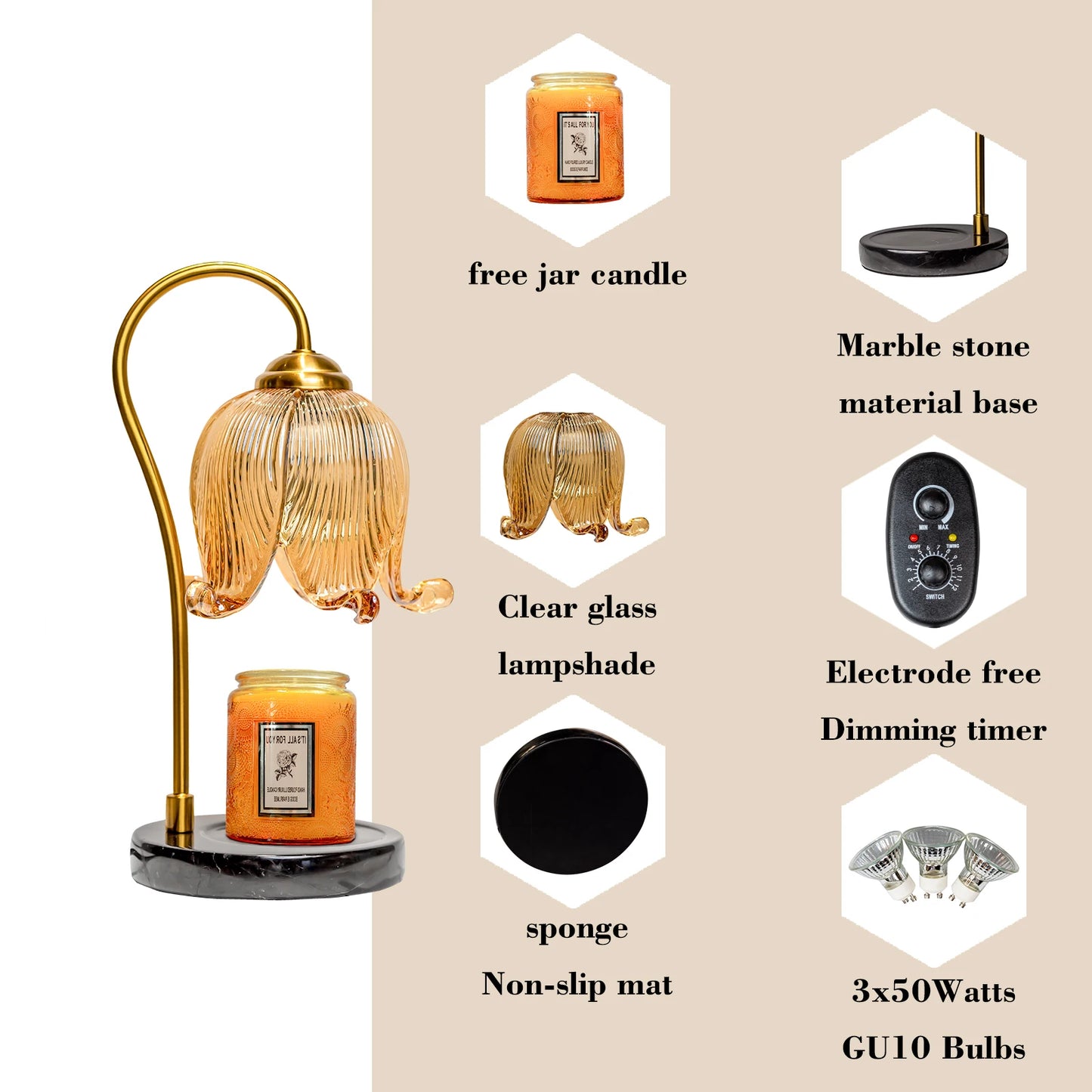Tulip Flower Warm Candle Lamp Plug in