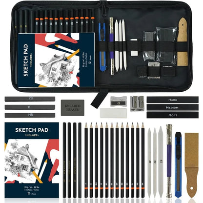 Drawing Art Pencils Set 34 Pack Professional Drawing and Sketch Pencil Set with bag