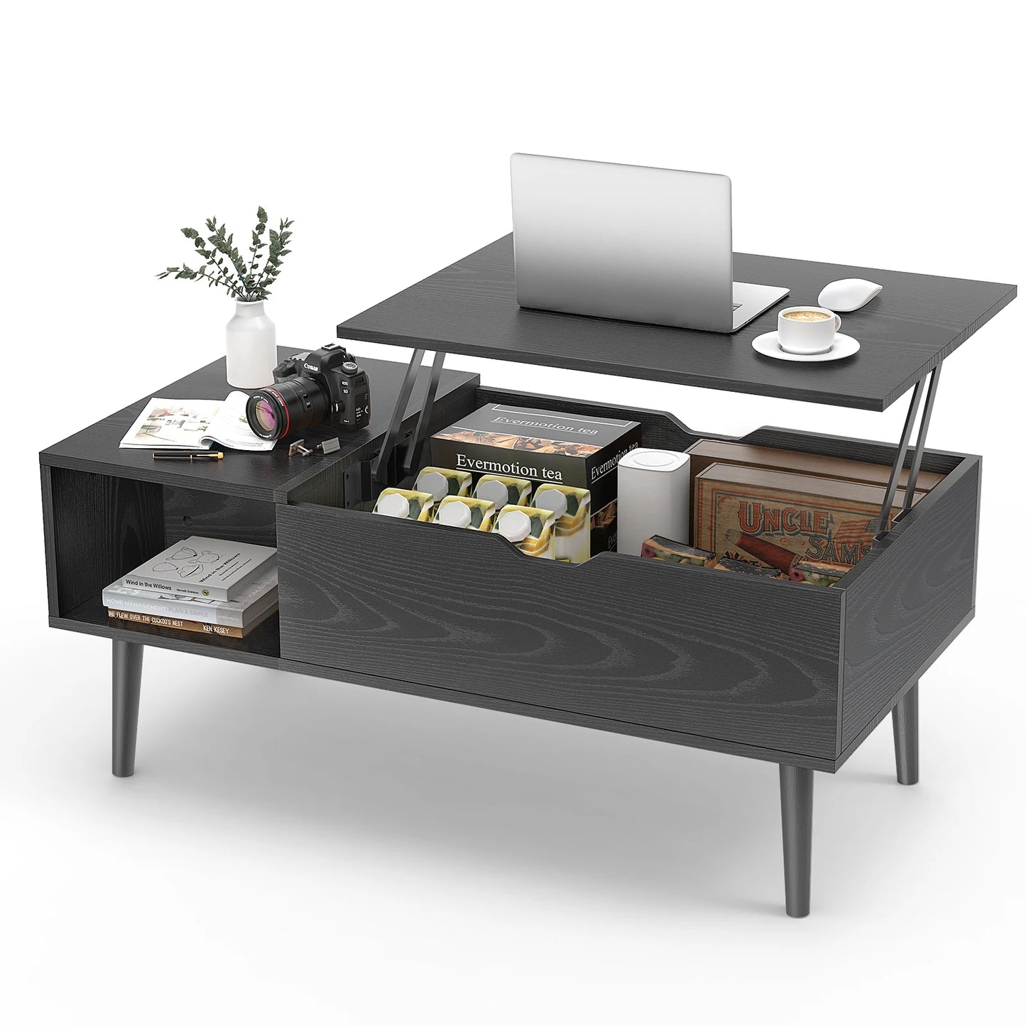 Lift Top Coffee Tables For Living Room 39.37"x19.7" Tea Wood Dining Table with storage