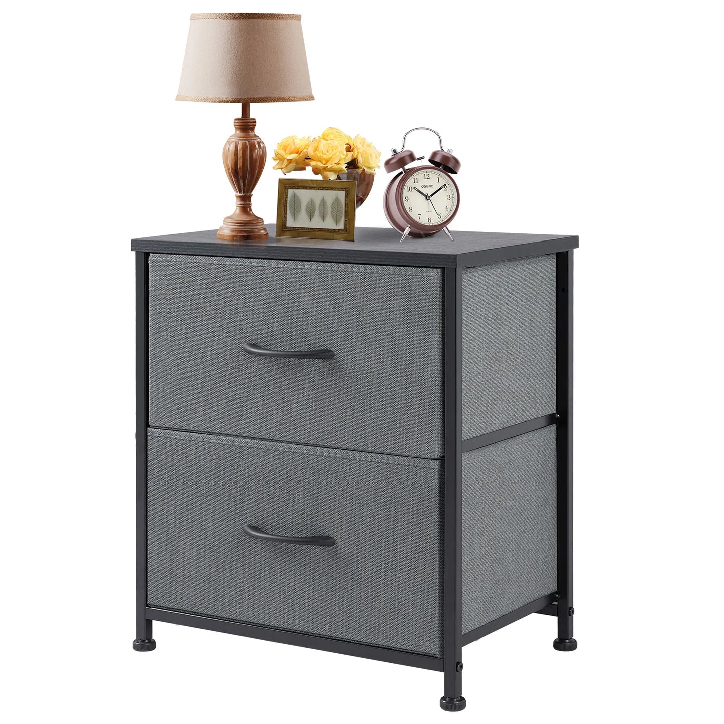 Nightstand Bedside 2 Fabric Drawer Lightweight