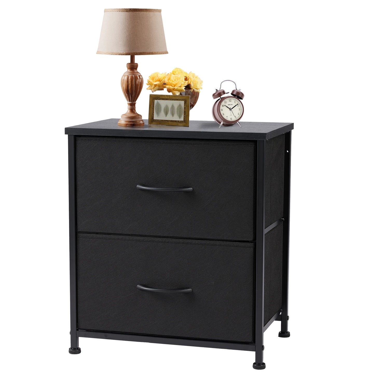 Nightstand Bedside 2 Fabric Drawer Lightweight