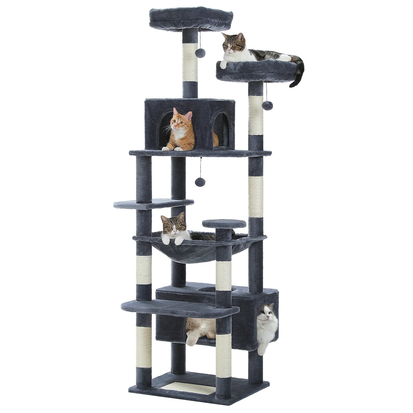Large Cat Tree with Scratching Posts, Hammock & Condos