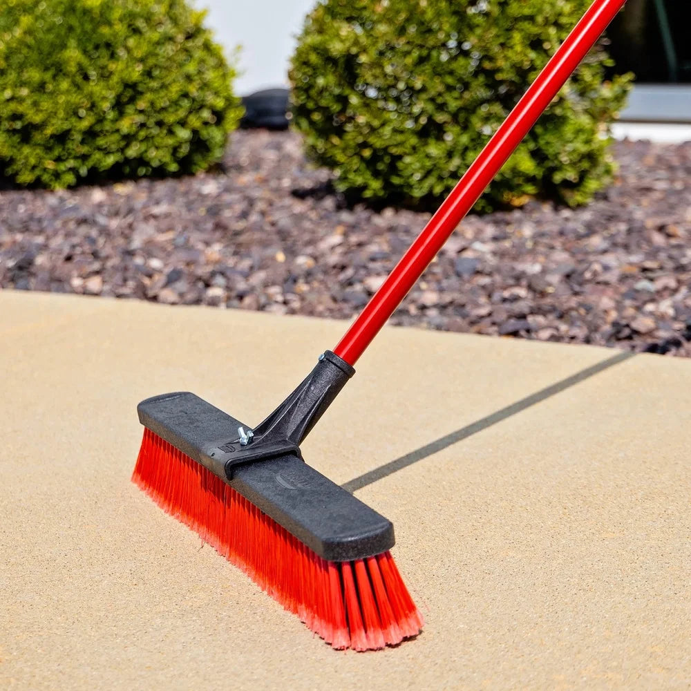 24 Inch Push Broom with Heavy Duty Steel Handle