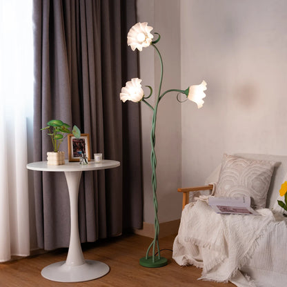 Retro 3-Head Flower Floor Lamp, Contains Bulb, 3-Color Dimmable