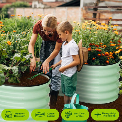 2-Pack Oval Galvanized Steel Raised Garden Bed Planter Boxes