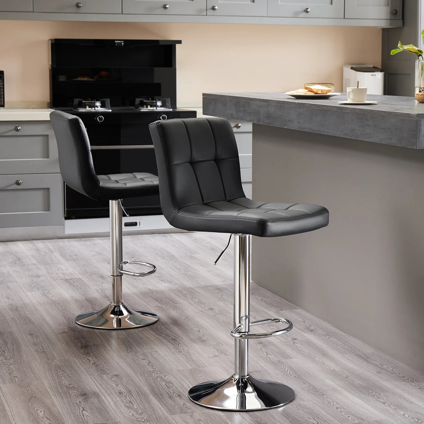 Leather Bar Stools Set of 2, Counter Height Bar Stools Backrest