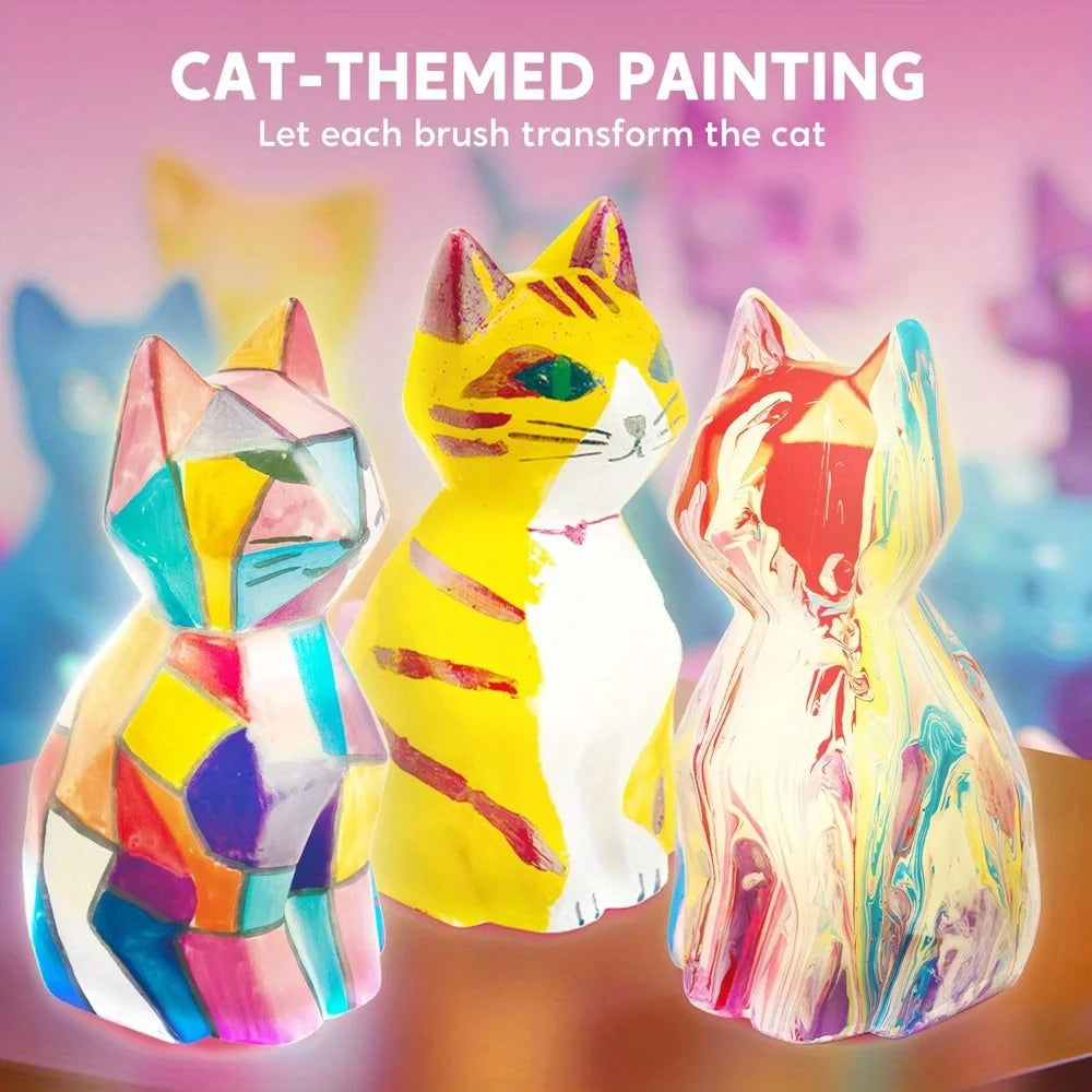 Kids DIY Night Light Paint Your Own Cat Lamp